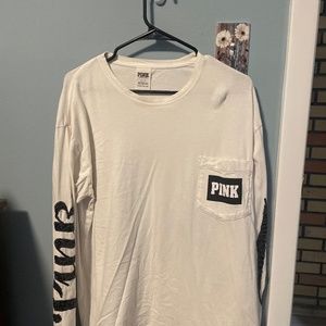 Long sleeve white pink shirt